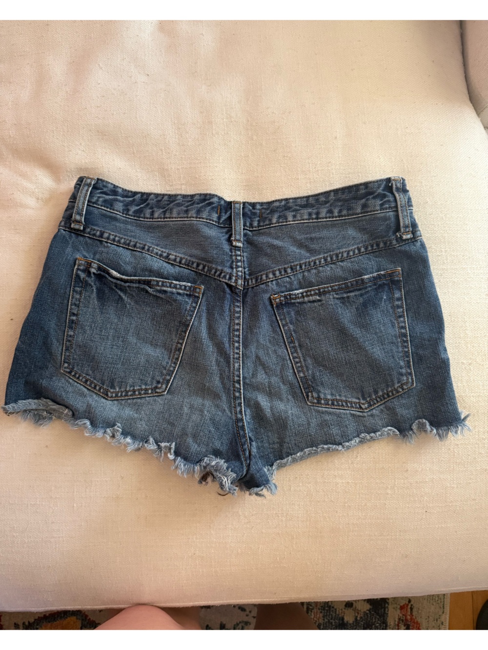 Free People Distressed Medium Blue Denim Shorts - Picture 3 of 7